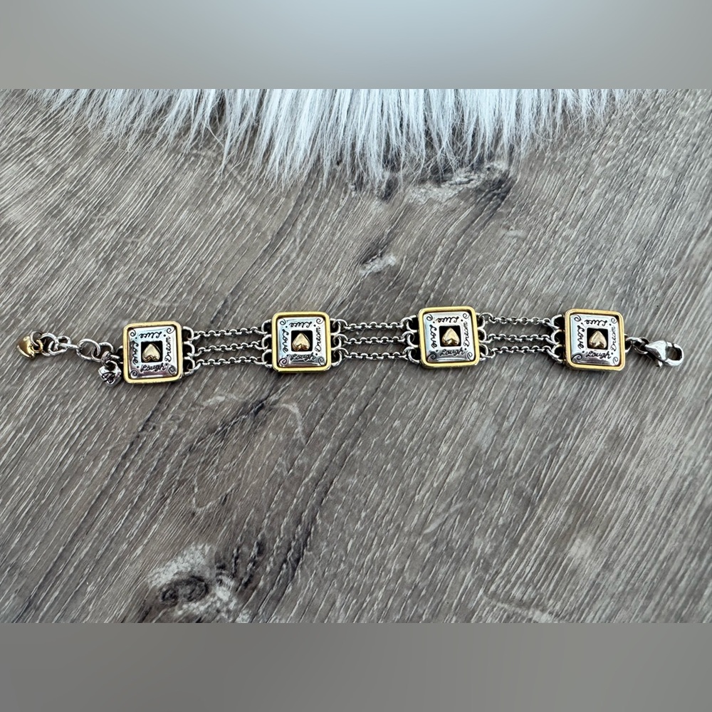 π BRIGHTON Reversible Two-Tone Square Station Bracelet Live, Love, Laugh, Dream - Picture 6 of 6